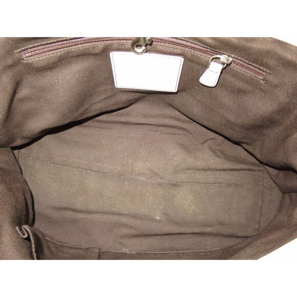 Coach 2005 Silver Leather Pierced Studded Signature Gallery Tote Brown Wristlet - Picture 5 of 12